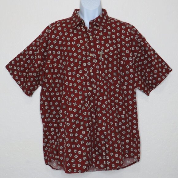 Chaps Other - Chaps* Men's Short Sleeve Button‎ Down Curved Hem Single Pocket Shirt~ Size XL